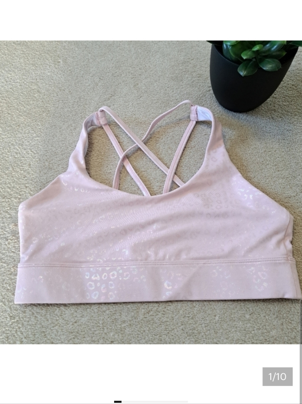 Zyia Active Strappy Sports Bra Light Pink   Animal Print Yoga Womens Size Large